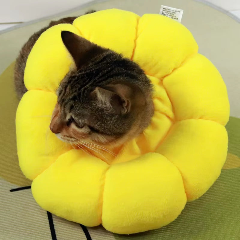 Sunflower Pet Elizabethan Collar Adjustable Anti-Bite Surgery Anti-Lick Wound Healing Cat Protection Collars Soft Plush Collar
