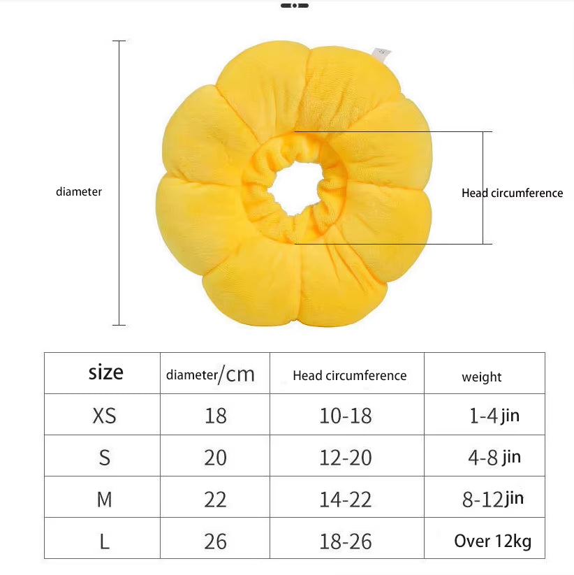 Sunflower Pet Elizabethan Collar Adjustable Anti-Bite Surgery Anti-Lick Wound Healing Cat Protection Collars Soft Plush Collar