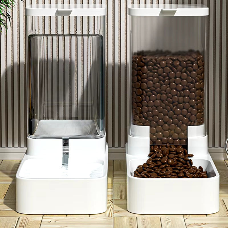 Automatic Cat Feeder & Water Dispenser with Gravity Food Storage Container for Cats and Dogs