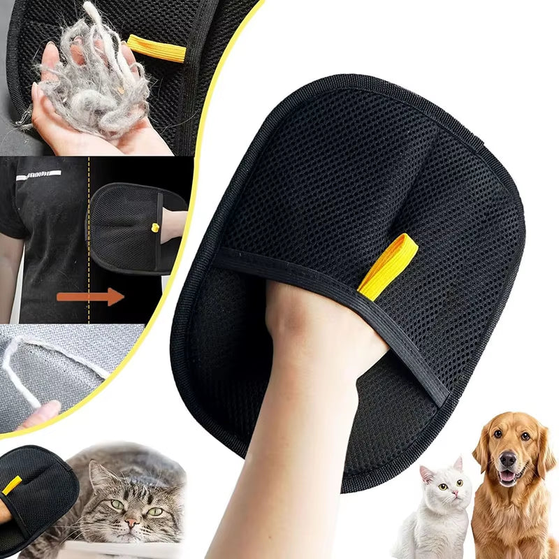 Cat Hair Remover Brush Kitten Hair Remover Gloves Deshedding Brush Glove for Cat Double-Sided Fur Hair Cleaning for Carpet